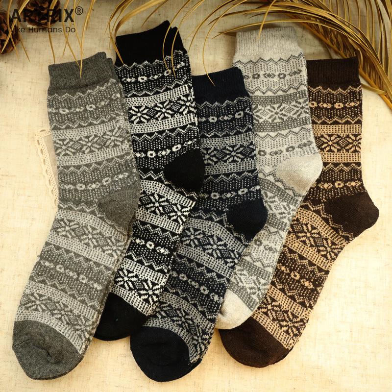 

5 пар высококачественных мужских носков Harajuku осень-зима, винтажные утолщенные теплые модные шерстяные повседневные носки