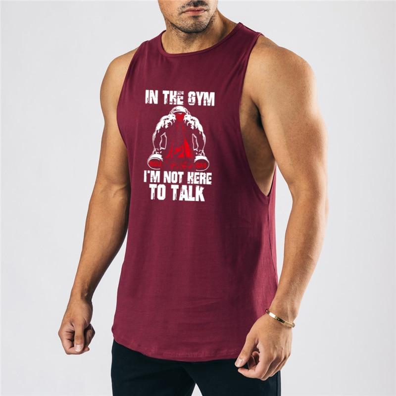 Muscleguys Letní pánská bavlněná prodyšná vesta se širokými rameny, fitness volný top bez rukávů, ležérní trička s potiskem
