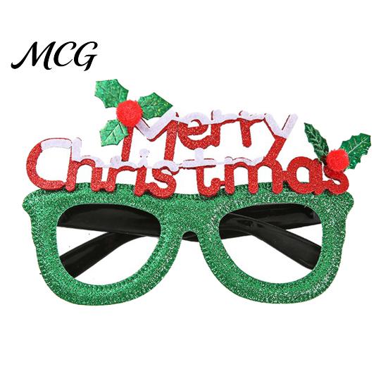Glitter Christmas Glasses Glasses, Holiday Party Frames, Santa Hat 3D Tree Snowman Bear Funny Eyeglasses for Favors Kids And Adult