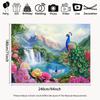 2D Elegant Peacock Floral Waterfall Backdrop Spring Nature Scenery Studio Background Cloth