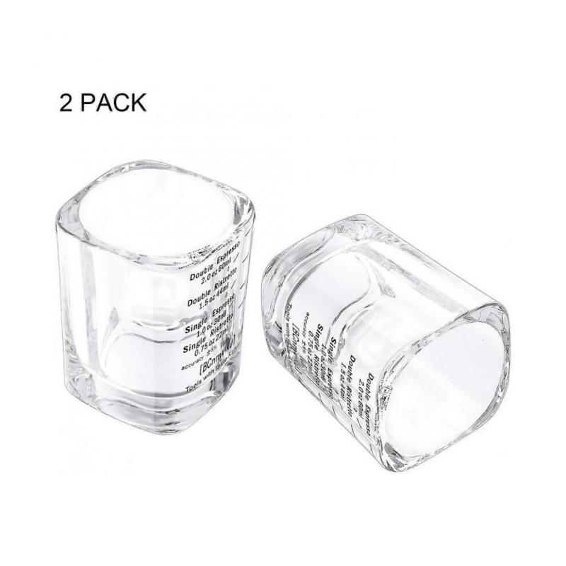 Espresso Shot Glasses Measuring Cup Liquid Heavy Glass 60ml Glass Mini Measures Square Heavy Base, 2pc