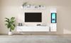 TV Wall Unit Set 3-Piece LED Lighting High Gloss White Living Room Furniture, Frontal 1 X TV Cabinet, 1 X Living Room Display Cabinet, 1 X Wall Shelf