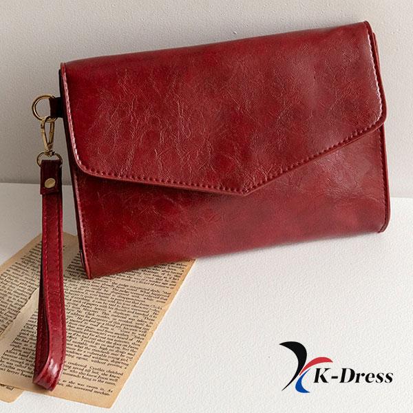 

Вінтажна шкіряна наручна сумка-клатч (3 кольори) 24x18x3.5cm червоний