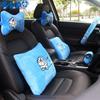 New Doraemon Cute Plush Headrest Car 2-In-1 Pillow By Car Waist Neck Pillow Steering Wheel Cover Decoration Accessories Gift