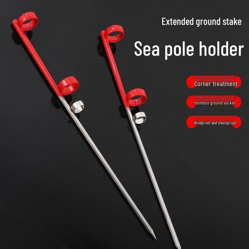 Stainless Steel Surf Rod Holder, Thickened Ground Stake for Rock Fishing and Long Cast Stand.