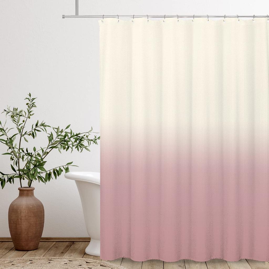 Ombre Beige Sage Shower Curtain, Lime Green Texture Fabric Gradient Bathroom Decor Waterproof Bathroom Curtains Set with Hooks