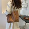 Large Capacity PU Leather Shoulder Bag Simple Casual New Design Tote Bag Retro Underarm Bag  Girls
