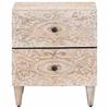 Nightstand White 40 x 33.5 x 46 cm Solid Mango Wood