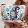 Christmas Gnome Makeup Bag Watercolor Snowflake Pouch Portable Storage Organizer Women Girls Travel Toiletry Bag School Pencil Case Holiday Xmas Gift
