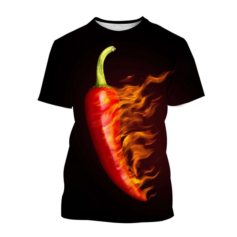 Chili Gemüse 3D Druck T-Shirt Streetwear Herren Damen Sommer Kurzarm T-Shirts Oversized Harajuku T-Shirts Tops Kinderbekleidung