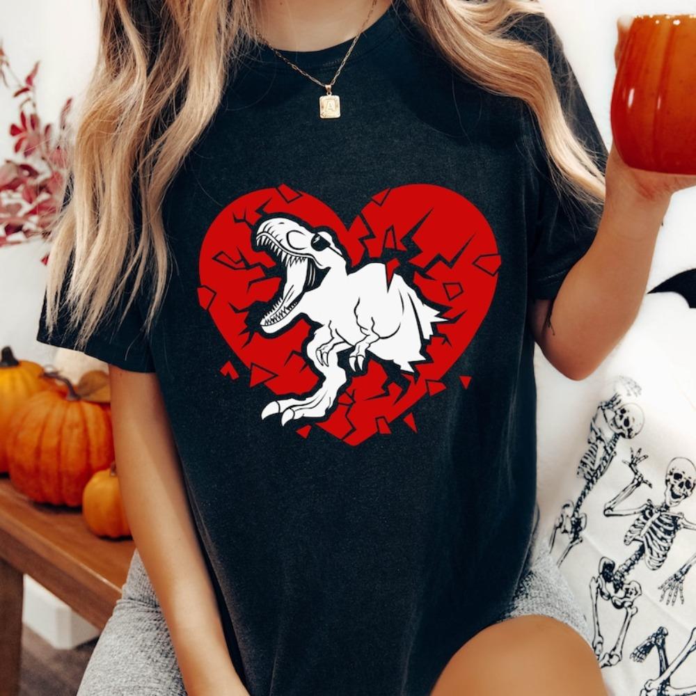 

Heart Crusher Dinosaur Shirt Valentines Day T-Shirt Funny Dinosaur Valentine TShirt Unisex Men Women Creative Design Festival... S