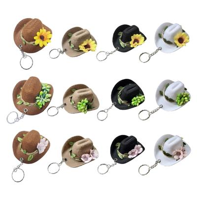Trendy Flower Hat Key Chain Charm Versatile Hat Pendant Floral Keychain Portable Hat Pendant Keyrings Accessory