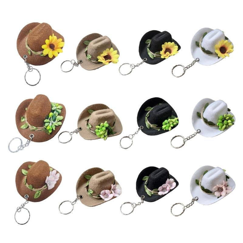 Trendy Flower Hat Key Chain Charm Versatile Hat Pendant Floral Keychain Portable Hat Pendant Keyrings Accessory