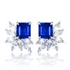 Gorgeous Women's Earrings with Blue/White Round CZ Luxury Female Earrings for Wedding Engagement Party Brilliant Jewelry