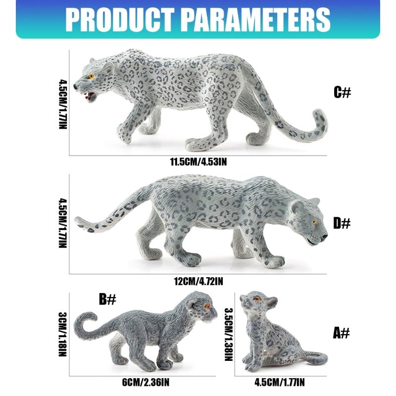 Highly Detailed Snow Leopard Statue PVC Wildlife Animal Miniature Figurine Decoration For Desk And Shelf Decoration