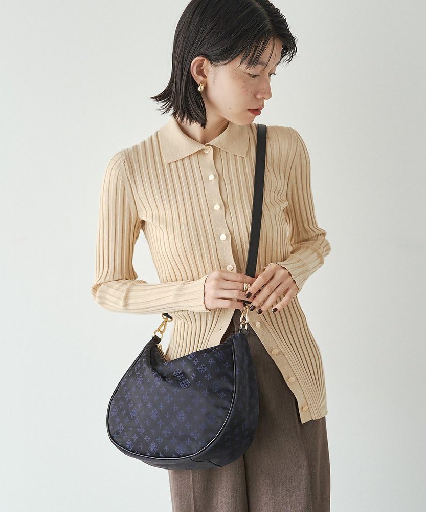 Russet Monogram Nylon Jacquard Round 2-Way Shoulder Bag RUZ1052222A0012 Free Size Navy