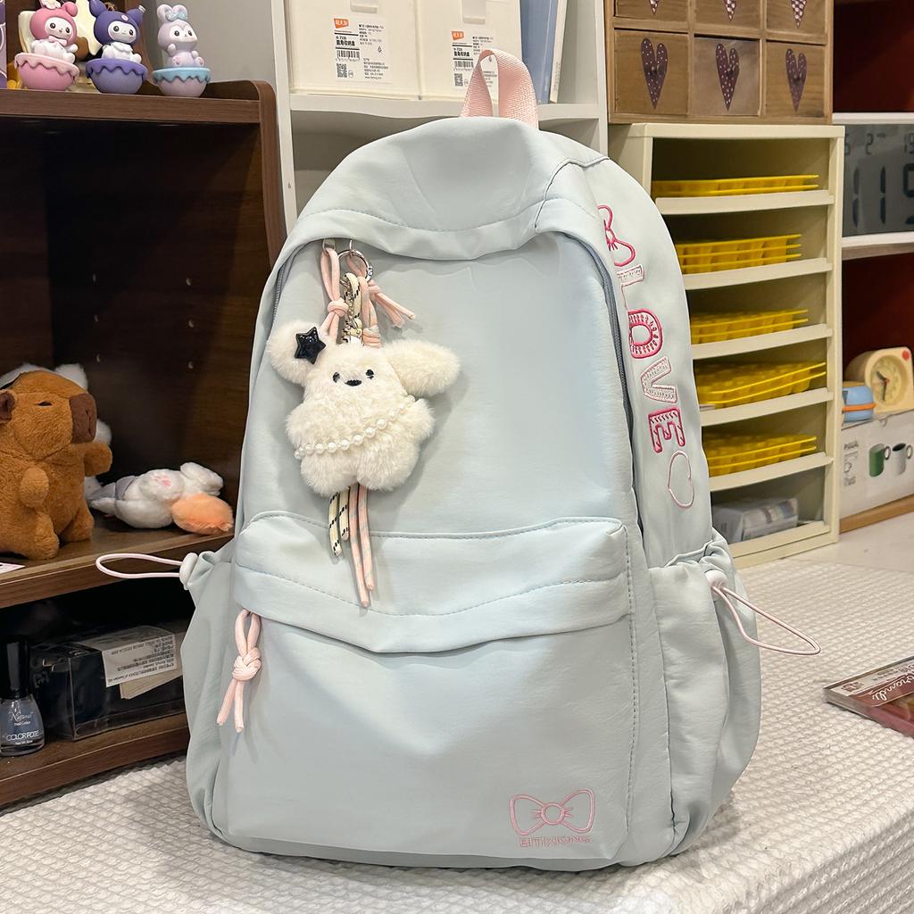 Schoolbag Korean Ins Letter Embroidery Lightweight Junior High School High School Student School Bag Women's Large Capacity Backpack