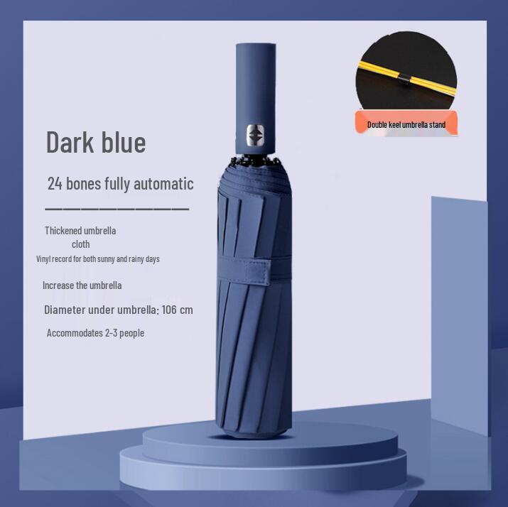 Ultra Durable UV Protection Auto Double-Fold Black Umbrella.