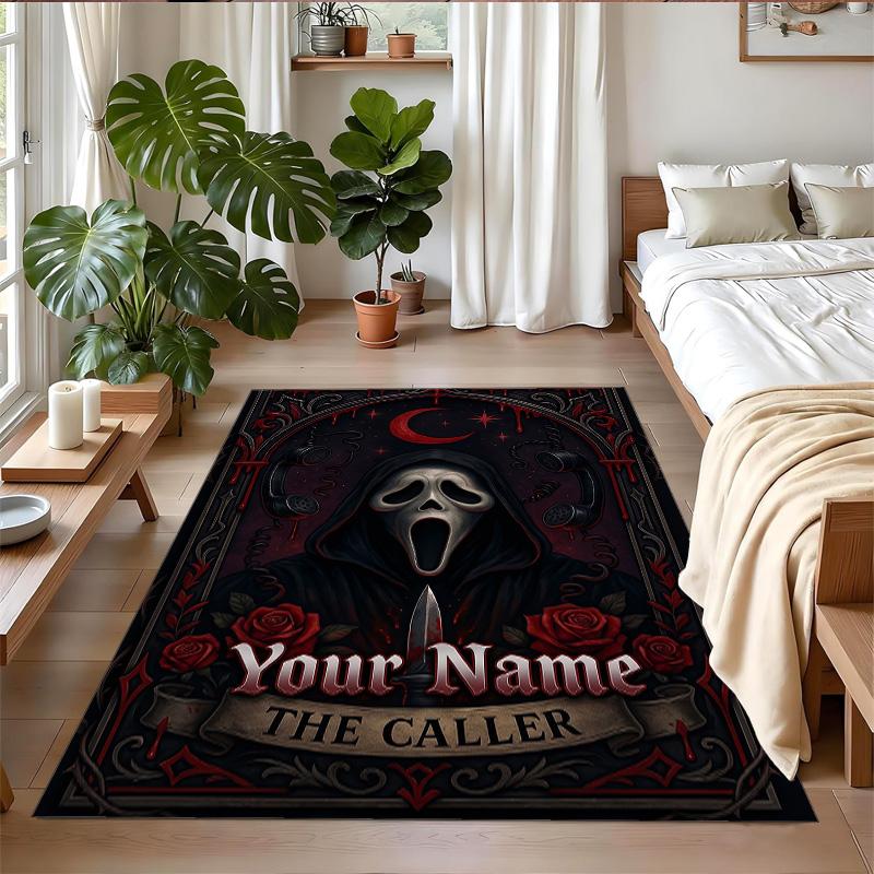 Crystal Velvet Rug Custom Name Text, Soft Non Slip Floor Mat Home DecorScream Ghostface