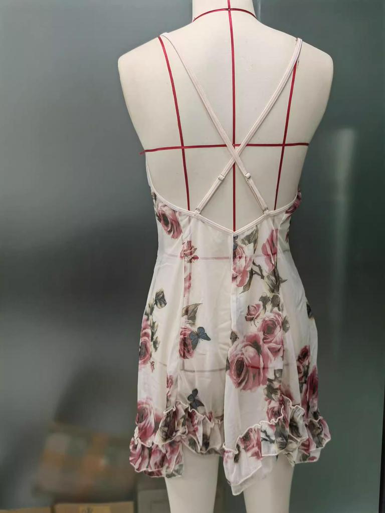 2023 Sexy Europeisk og Amerikansk Flørtende Undertøy Nattkjolesett