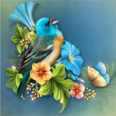 BRICOLAGE Oiseau &; Peinture de diamant de fleurs 5D, perceuse ronde complète, strass, broderie, point de croix, mosaïque, Art mural, décoration de maison