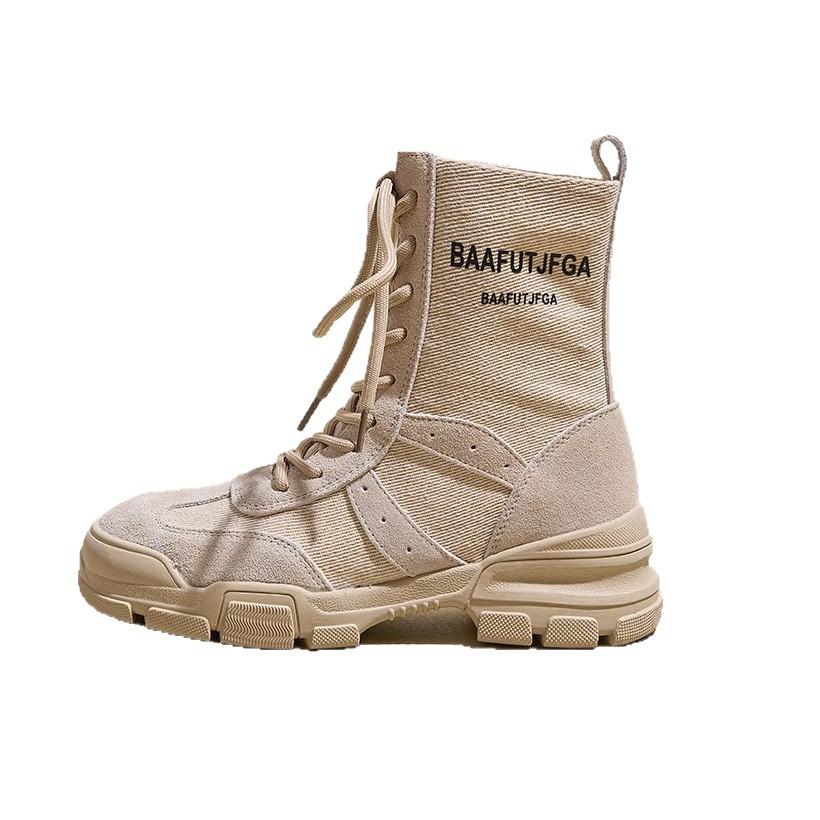 Outdoor mountaineering Martin boots women's 2025 summer new thick-soled non-slip breathable rhubarb boots hiking desert canvas shoes