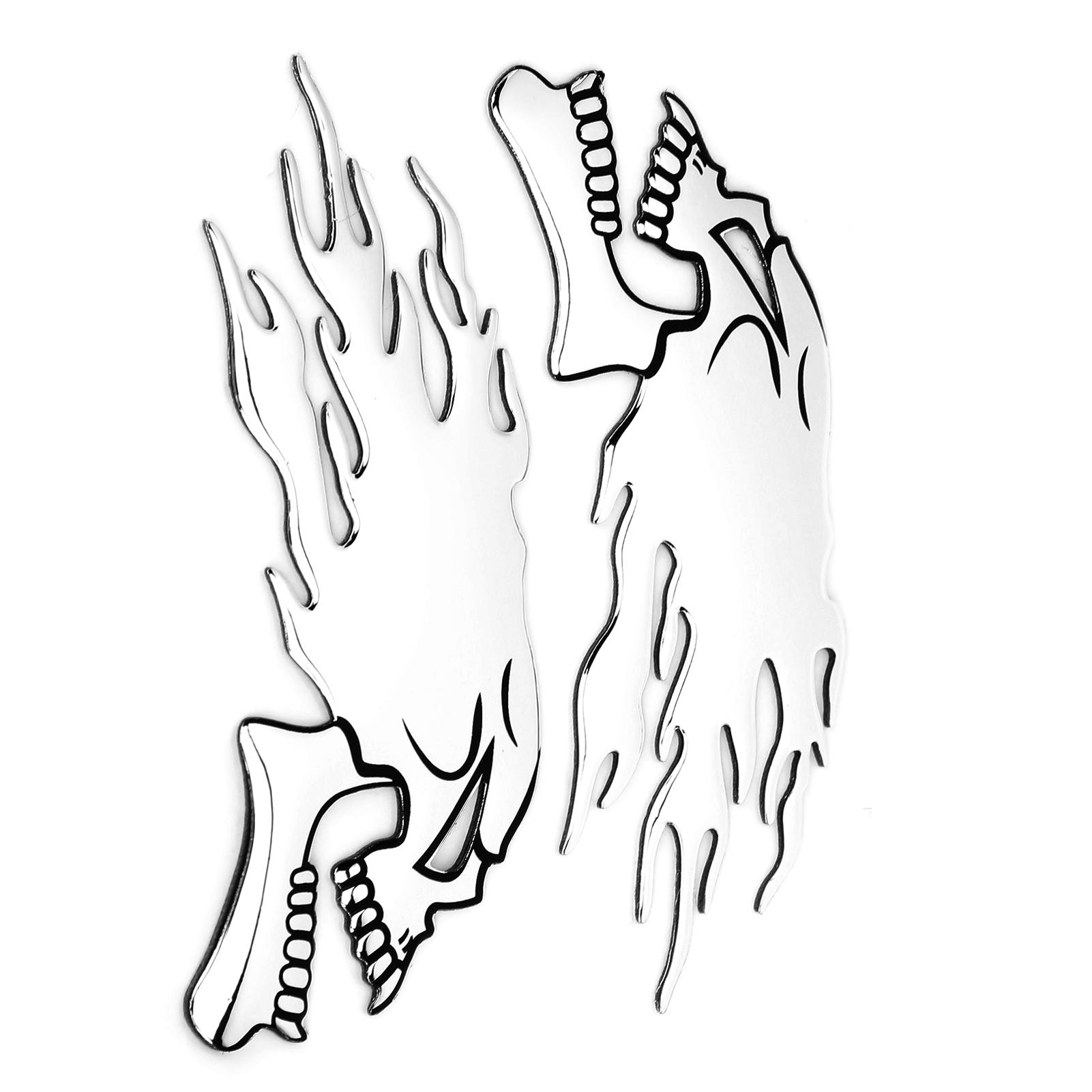 2PCS Fuel   Sticker 3D   Flame Skull Decal Decorations for Motorcycle