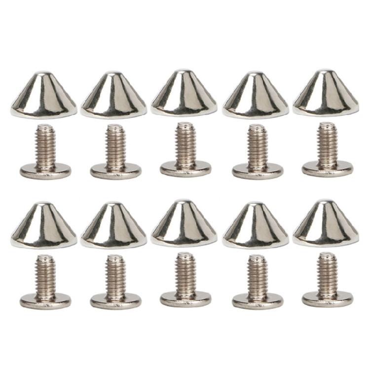 Clous à pointes Rivets Métal Argenté Rivets Décoratifs Punk, 10 Pièces Rivets Pointus à Visser Boucles Bouton Gothique pour Artisanat DIY