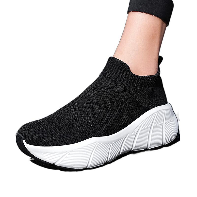 Spring and Autumn fly-woven socks shoes thick-soled large-size sports shoes shock-absorbing running shoes