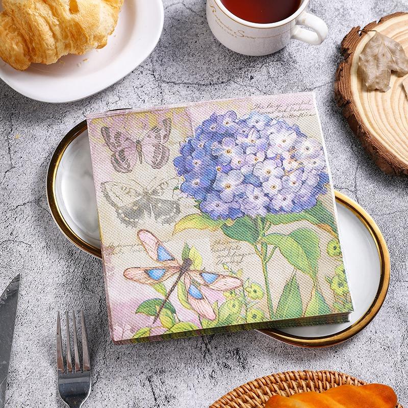 20Pcs/pack 33x33cm Flower Printed Paper Disposable Table Dinner Napkin Tissues Wedding Party Decoration