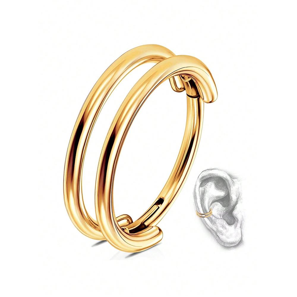 1pcs Double-Hoop Cartilage Earring Diamond Earrings 16G Stainless Steel Hypoallergenic Nose Rings Helix Conch Piercing Jewelry