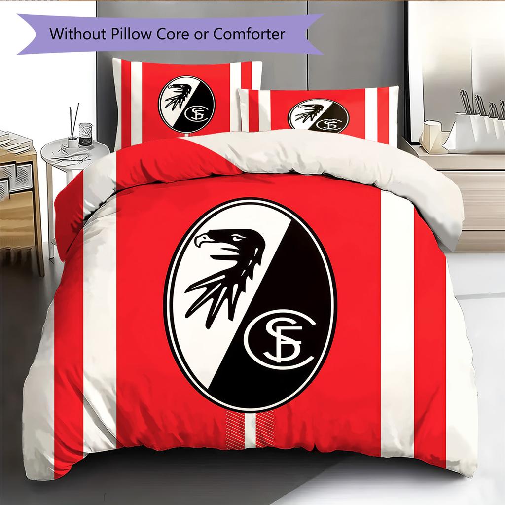 SC Freiburg Pattern Bedding Quilt Set Home Decoration Gift (1 * Duvet Cover + 2 * Pillowcase Without Core).xwn