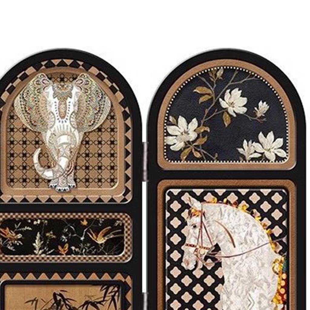 Chinese Design Screen Decoration Collectible Crafts Desk Partition 3 Panel Divider for Office Fireplace Countertop Dining Room