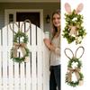 Easter Wreaths for Front Door 19.6 Inch Artificial Easter Bunny Decor Front Door Wreath with Flower and Bow for Porch Indoor