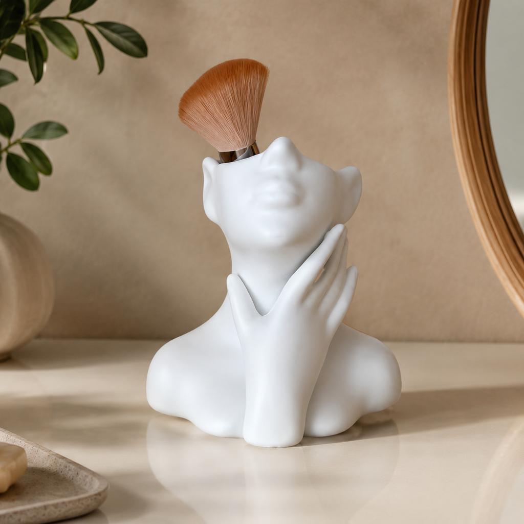 Creative Human Face Art Storage Holder Multifunctional Office Desktop Pen Makeup Brush