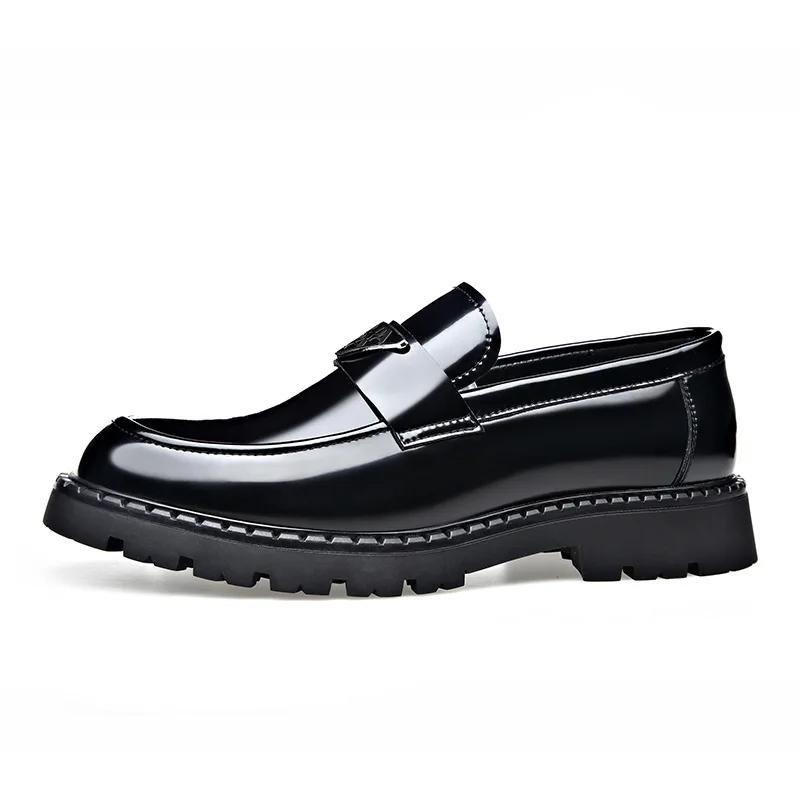 Fashion New Designer Thick Soled Men's Loafers Spring Autumn Fashion Slip-on Man Dress Shoes Male Luxury Brand Leather Shoes