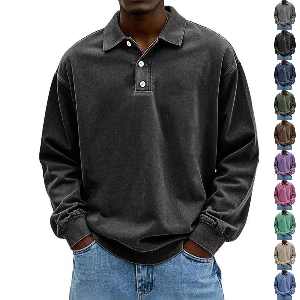 Men's  Business  Leisure  Versatile  Long Sleeves  Flip Collar  Pullover  Shirt