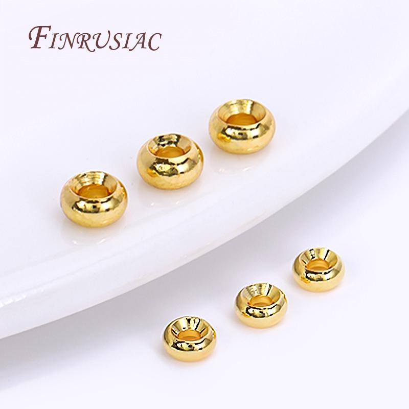 2 Sizes 18K Gold Plated Roundel Spacer Beads Brass Metal Loose Beads Separators For DIY Bracelet Beading Jewelry Accessories