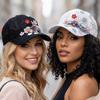 Breathable Floral Lace Baseball Cap Flower Decor Outdoor Sun Hat Streetwear Hat  For Women Girls
