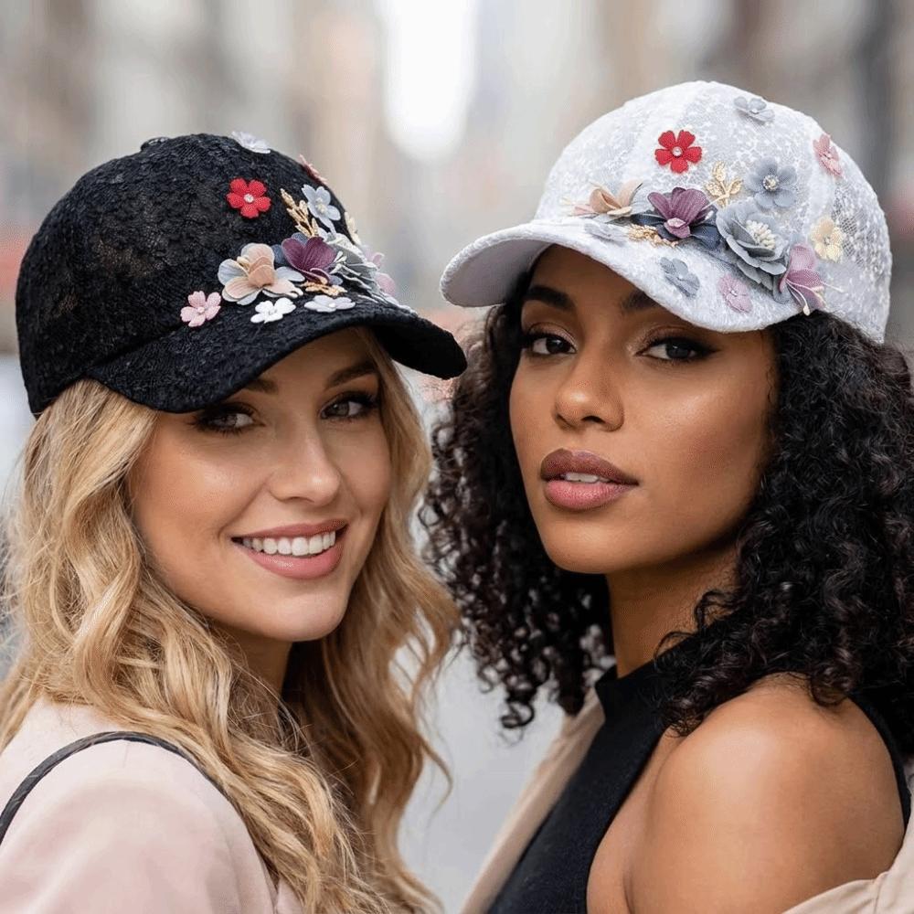 Elegant Breathable Floral Lace Baseball Cap Hollow Flower Decor Streetwear Hat Adjustable Outdoor Sun Hat For Women Girls