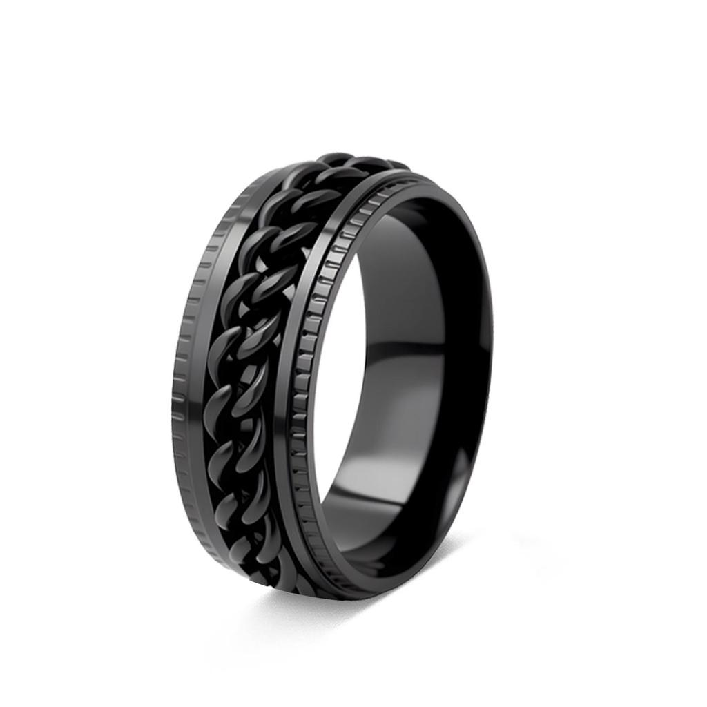 Rotatable Titanium Steel Moon & Stars Ring for Men - European & American Style Stainless Steel Couple Ring