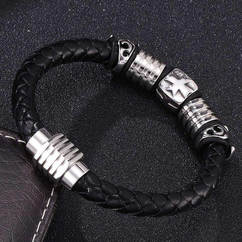 Herren Lederarmbänder Mode Charm Armreif Handgefertigtes Armband Schmuckstück mit Magnetverschluss Armbänder Männlich BB0129