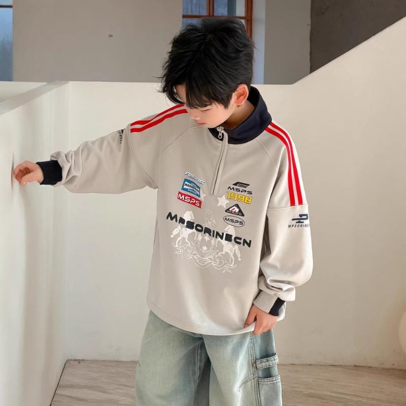 Boy S Stand Collar Long Sleeve Sweatshirt Casual Spring Autumn