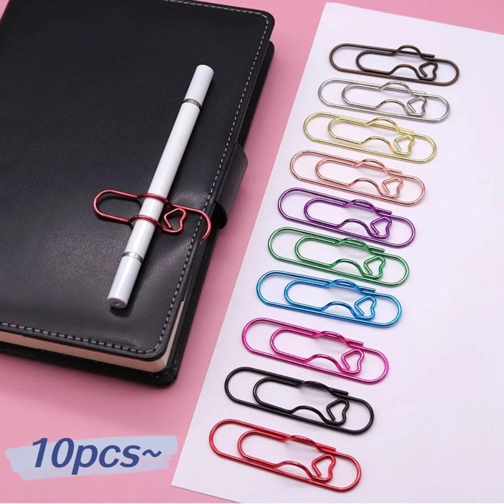 10pcs Colorful Paper Clips Paper Fix Clips Bookmarks Multi-functional Pen Holder  Notebook