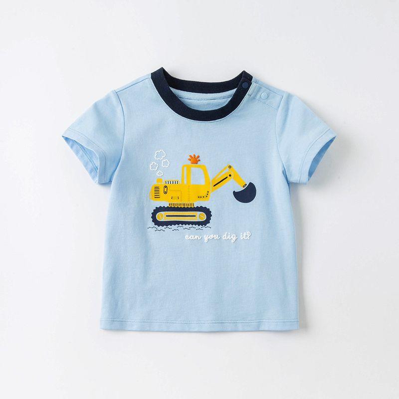 Children s Clothing Short Sleeve Baby Pure Cotton Boy Children T-shirt Blue [Ready Stock] 100cm