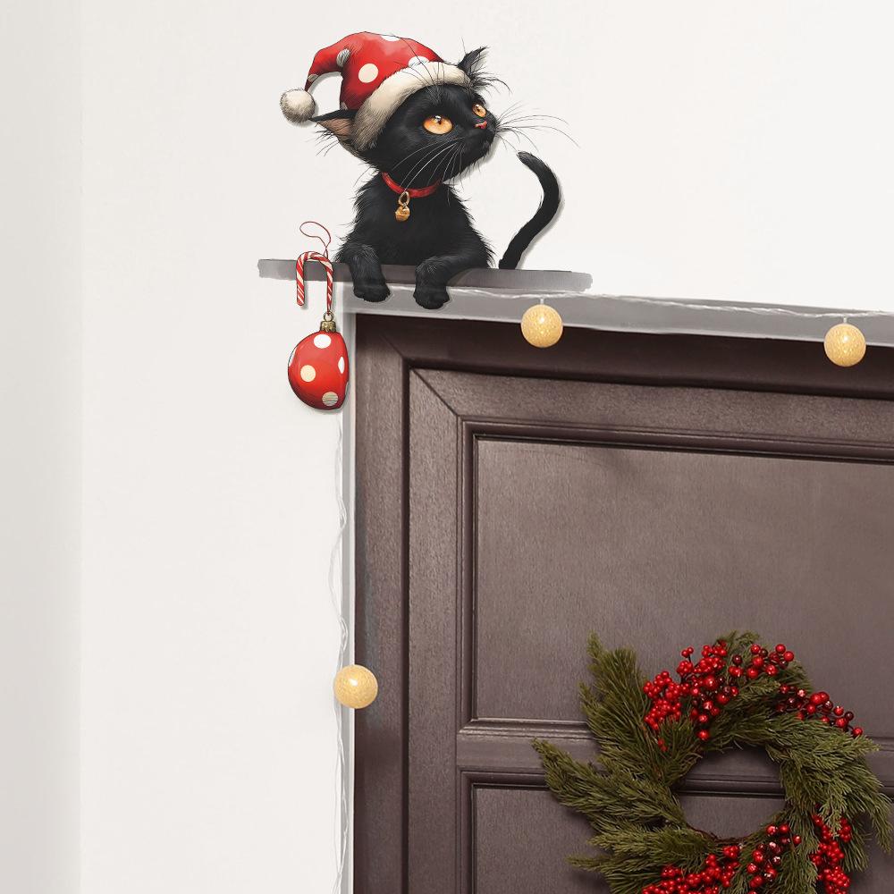 Kreativ Julstämning Liten Svart Katt Vardagsrum Entré Dekoration Klistermärken