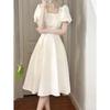 Puff Sleeve A-Line Dress with Double-Layer Lining - Mid-Length Fairy Style (Summer 2024)