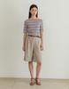 G Mar Two Tuck Bermuda Pants Light Gray