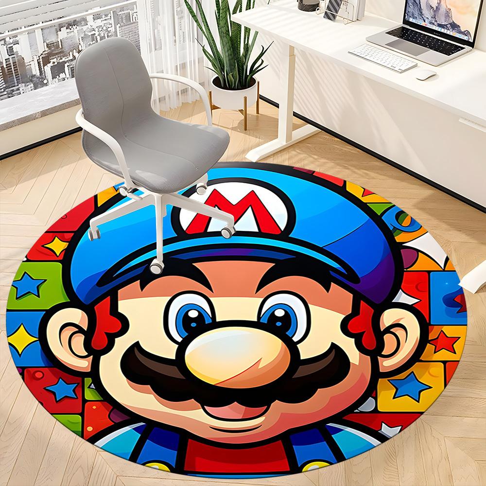1pc Mario Party Office Round Area Rug, Indoor Mat Suitable For Office, Bedroom Living Room Home Decor, Room Deco,  Offic a0926211