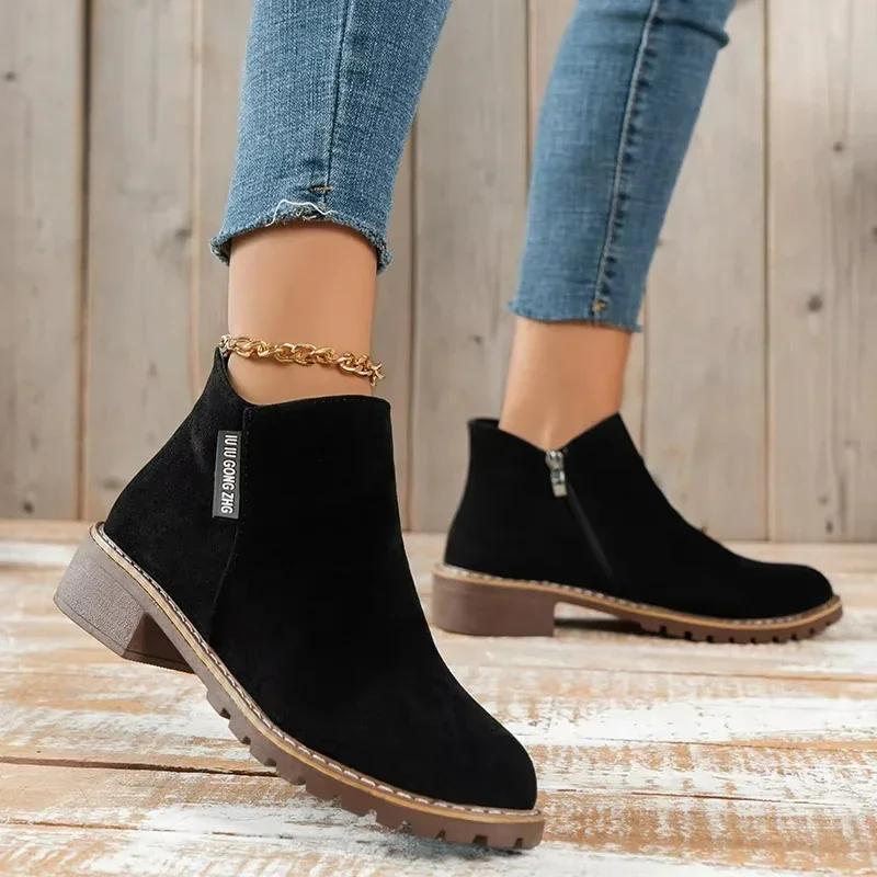 New Women's Thick Bottom Ankle Boots Fashion and Comfortable Women's Boots Side Zipper Short Boots Plus Size Fashion Boots